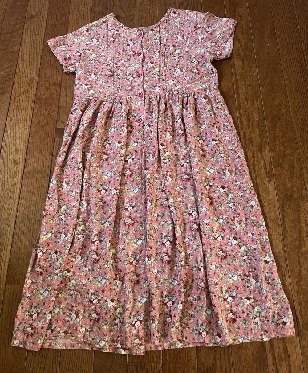 Vintage Sung Wook Korean Floral Midi Dress Cottagecore Pink Ditsy Smock No Size